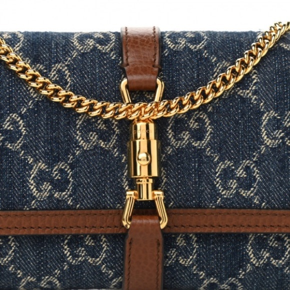 ONE DAY SALE! Gucci New Denim GG Monogram Jackie 1961 Chain crossbody bag NEW - Picture 3 of 16